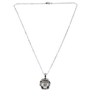 17” Sophia Fiori Silver Tone Forget Me Not Flower Rhinestone Pendant Necklace